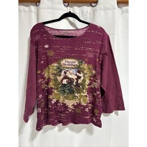 Jane‎ Ashley 3/4-Sleeve T-Shirt Happy Holidays Christmas Santa Size 1X Crystals